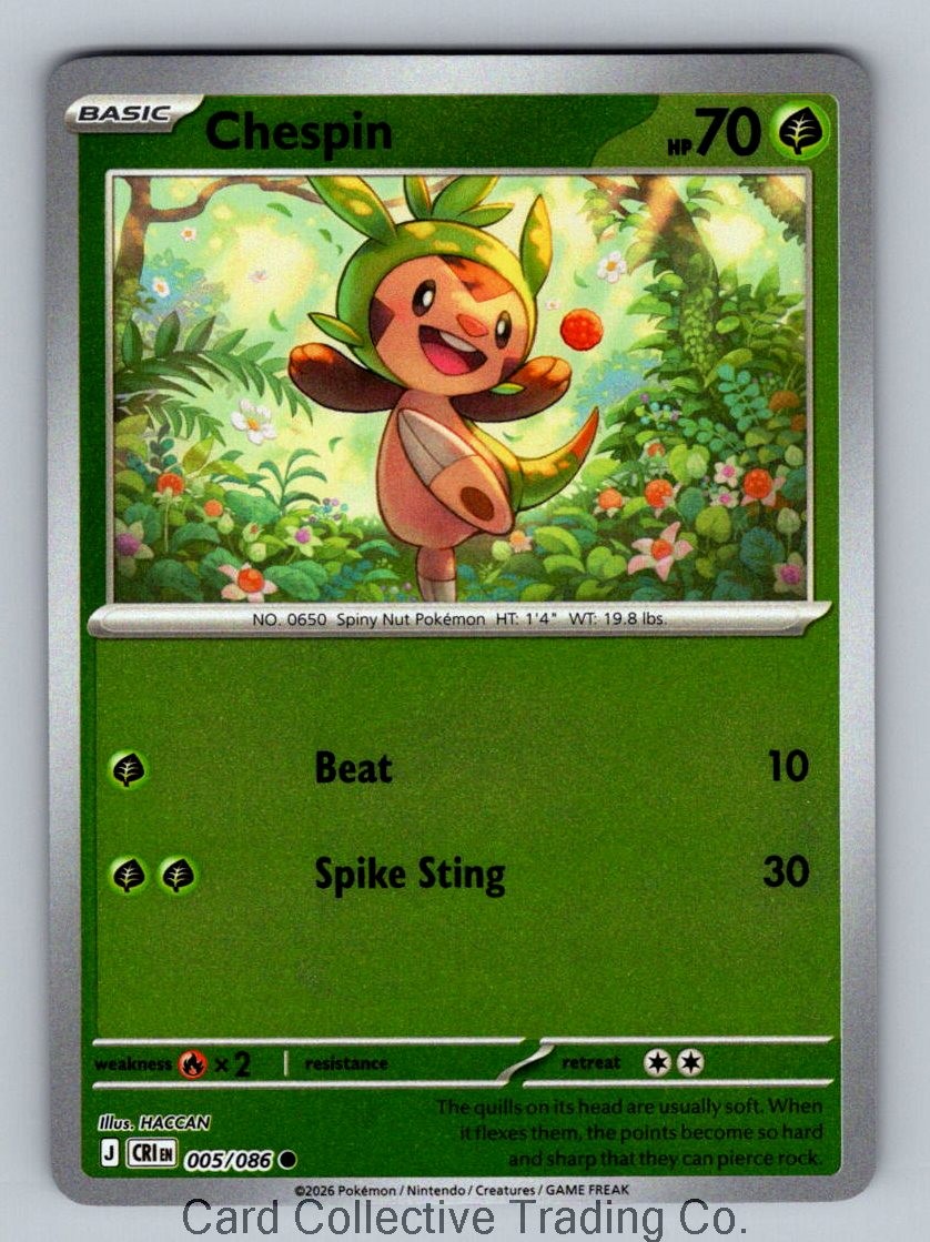 Chespin Common ME04: Chaos Rising 005/086 NM Reverse Holo