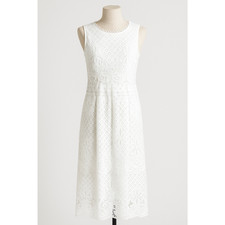 Graduation Lace Sleeveless Midi Dress Floral Crochet Overlay Bridal Chic M