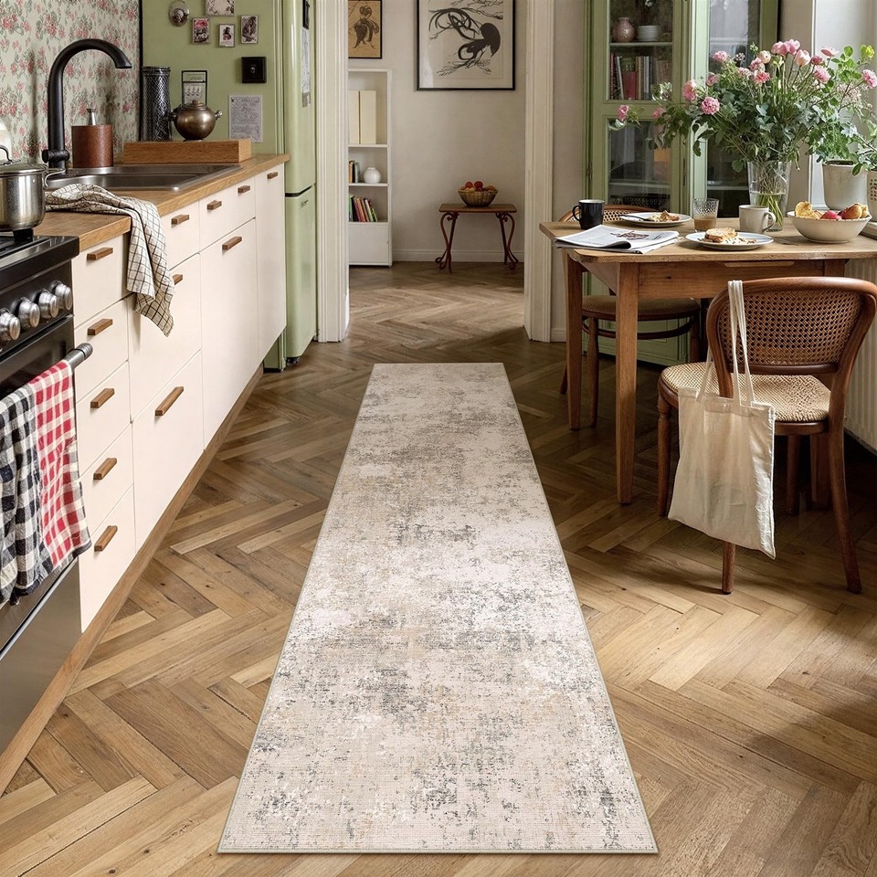 HUGEAR 2x8 Beige Abstract Washable Runner Rug for Hallway 2' x 8 ...