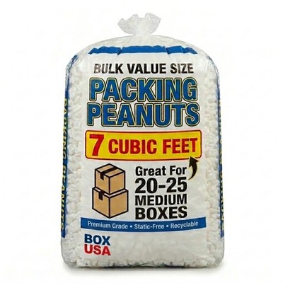 BOX USA 7NUTSW 7 Cubic Feet Loose Fill Packing Peanuts, White One Size,