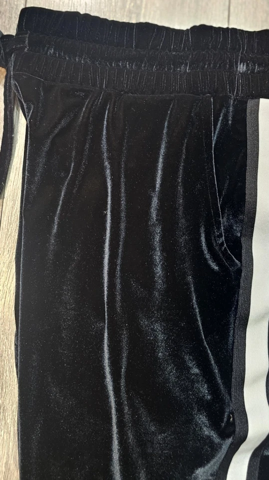 Pantalones de chándal Xersion de terciopelo negro blanco a rayas laterales para mujer talla XL Foto 4 de 4