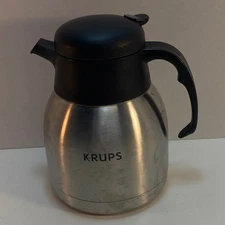 KRUPS Stainless Steel Thermal Carafe Coffee Pot Server Black Lid Handle 40 Oz