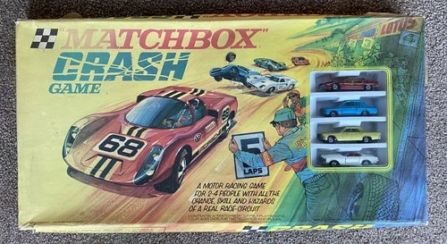 Vintage MATCHBOX Superfast CRASH GAME inc. 4 Cars. Boxed.
