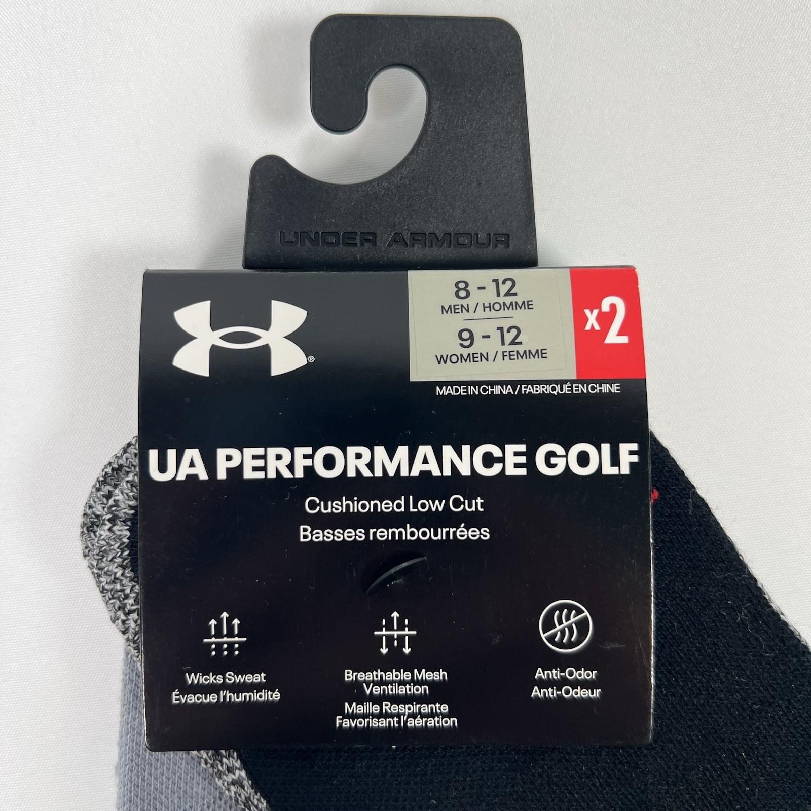 Under Armour UA Performance Golf Cushion No Show Socks (2 Pair) Men’s 8-12 NEW