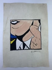 Roy Lichtenstein COA Art Painting Original Drawing Vintage Paper Signed