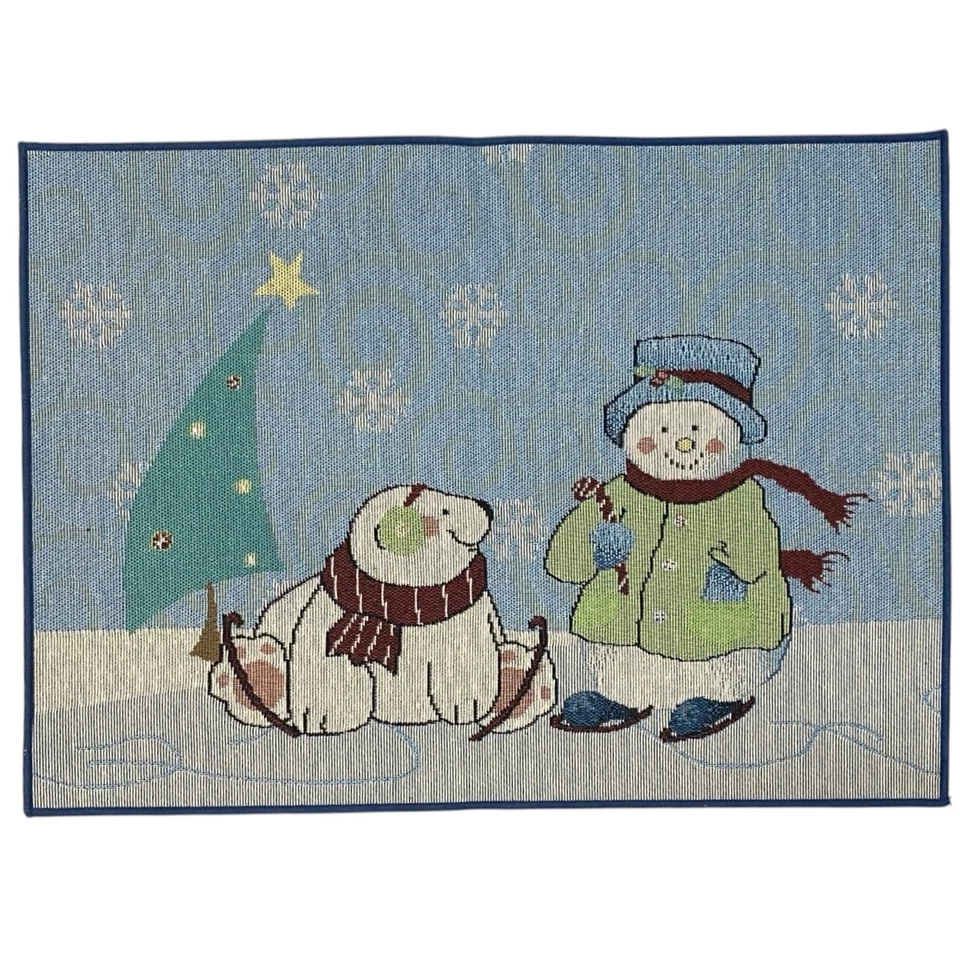 Set of 4 Christmas Holiday Snowman Placemats Arctic Blue Snowflake - NEW - Image 2 of 4