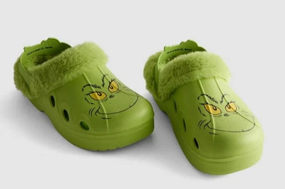 DR. SEUSS Grinch Christmas Clogs Slippers Faux Fur Lined Adults