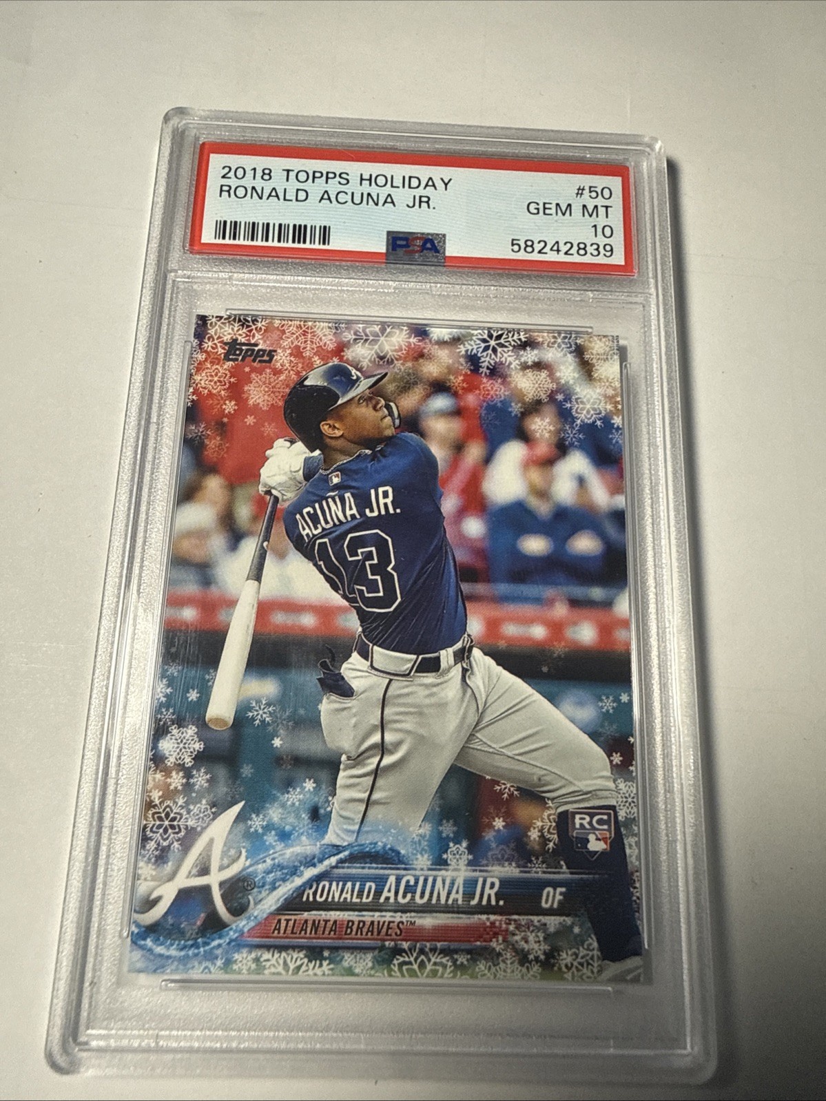 2018 Topps Holiday Ronald Acuna Jr. Rookie RC #HMW50 Braves PSA 10 GEM MINT