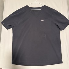 Figs Scrub Top Mens XXL Dark Gray V-neck Cargo Chest Pocket Short Sleeve