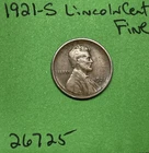 1921 S Lincoln Wheat Cent / Penny 1c Fine