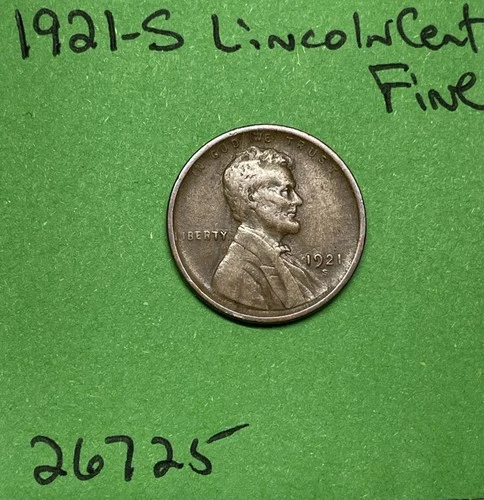 1921 S Lincoln Wheat Cent / Penny 1c Fine