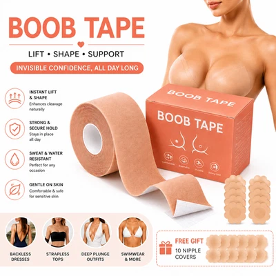 Boob Tape Women 5M Invisible Push Up Breast Lift Tape with  Nipple Covers Gift - Image 1 of 4