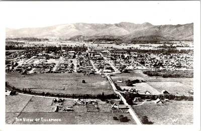 #ad RPPC Tillamook OR Oregon HOMES amp; CITY Bird#x27;s Eye View VINTAGE Photo Postcard $10.95