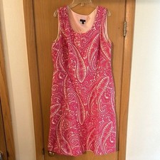 Talbots Women’s Paisley Print Sleeveless Dress Cotton Silk Pink White Size 14