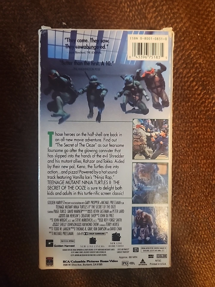 Teenage Mutant Ninja Turtles II: The Secret of the Ooze 1991 VHS New Line Cinema - Image 2 of 2