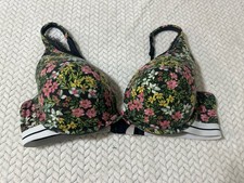 Cacique 40DD Black Floral UNDERWIRE LIGHTLY LINED FULL COVERAGE Bra
