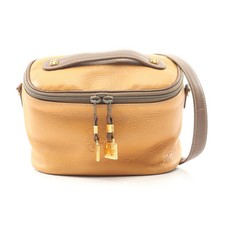 LOEWE Anagram Vanity Bag Leather Light Brown Dark Brown 2-Way #RC4245