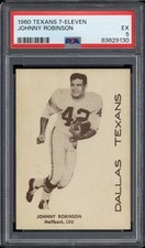 1960 Dallas Texans 7-Eleven Johnny Robinson Texans PSA 5 EX Pre Rookie RC
