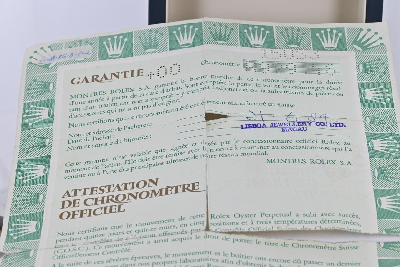 Rolex 34mm Oyster Perpetual Wristwatch Case Ref 15053 - 1988 & Papers