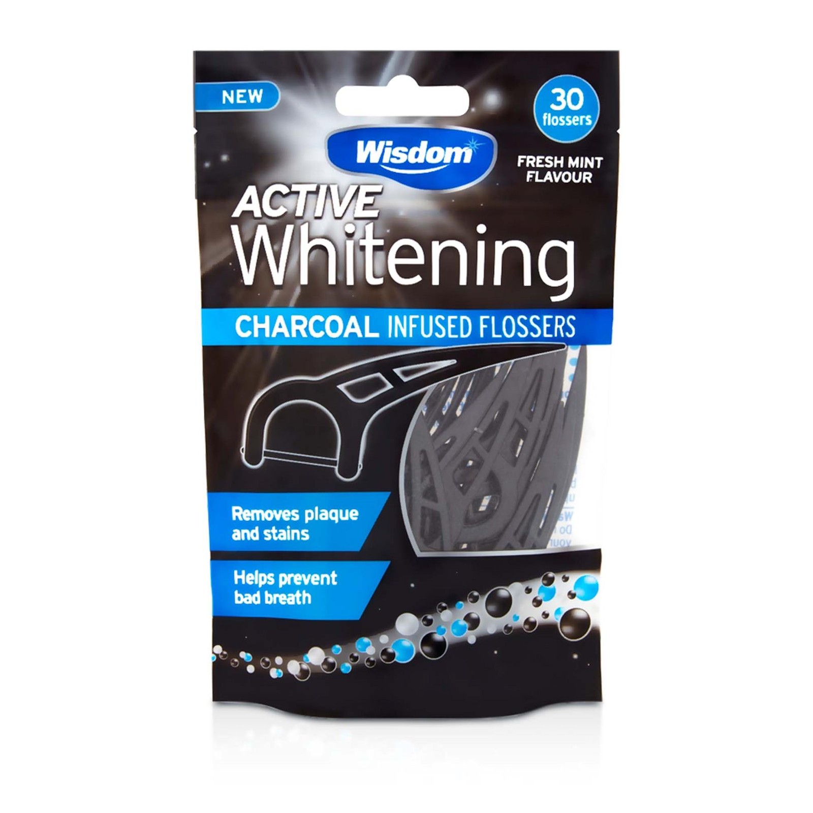 Wisdom Charcoal Active Whitening Floss Harps - Per Pack Of 30 - Image 2
