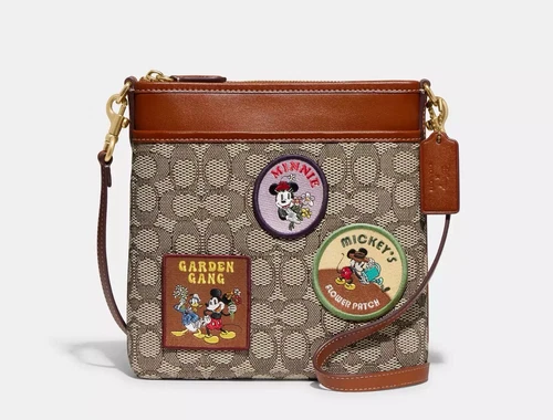 Toppe Coach X Disney Kitt Messenger tracolla jacquard Topolino Minnie nuove con etichette CH491