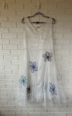 Due Per Due Vestie Sheer Floral 100% Silk Rehearsal Dinner Dress Ivory Size 16