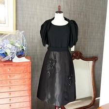 PRADA Dress Ensemble Black Flare with Glass Decoration and Bolero Size 44