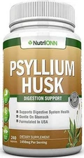 NutriONN PSYLLIUM Husk Capsules - 1450mg Per Serving - 240 Capsules - Double - -
