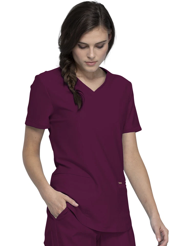 Cherokee Scrubs Form V Neck Scrub Top CK840 WIN Wine Free Shipping - Image 4 of 4