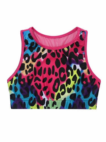 Girls Tank Bra Top with Leggings Set Athletic Tracksuits Gymnastic Workout Sport - Picture 19 of 150