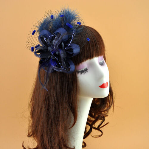 Hat Fascinator Flower Headband Clip Mesh Wedding Royal Ascot Formal Feather Hair - Picture 2 of 14