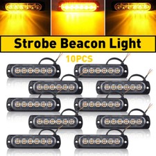 10pcs 6-led Amber Side Grill Marker Emergency Strobe Light Bar Kit Car Truck 10pcs 6-led Amber Side Grill Marker Emergency Strobe Light Bar Kit Car Truck