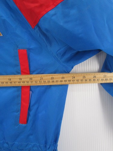 VINTAGE Gerry Jacket Men Medium Blue Parka Ski Coat Stowaway Hood Full Zip * - Picture 8 of 13