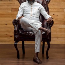 Men's African 2 Piece Set Traditional Shirt and Pants Set Suit Middle East Suit