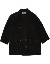 Elena Miro Womens Double Breasted Coat Uk 18 Xl Black Wool Bx01