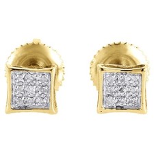 .05 Ct Round Diamond 10K Yellow Gold Pave Set Mini Kite Stud Earrings Tiny Studs