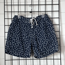 J. Crew Nautical Swim Board Shorts Mens 32 Navy Anchors Coastal Preppy