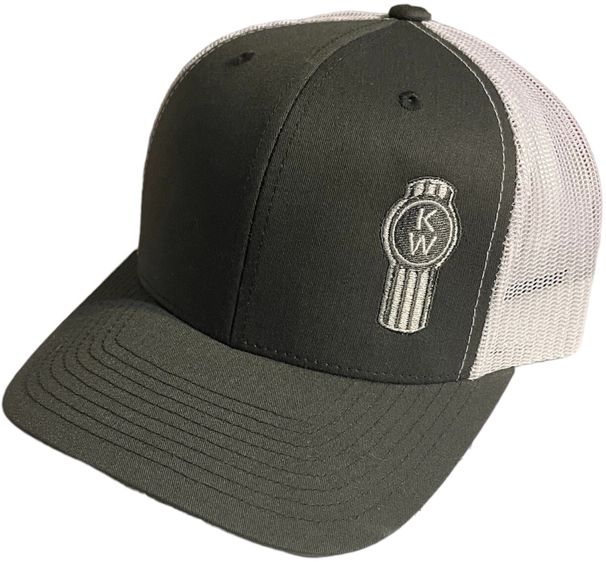 Kenworth Classic Charcoal Gray White Mesh Snapback Trucker Cap