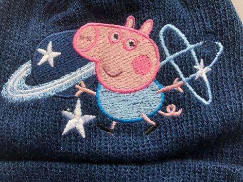 Childs Peppa Pig Style George Pig Beanie BLUE HAT NEW - Picture 3 of 3