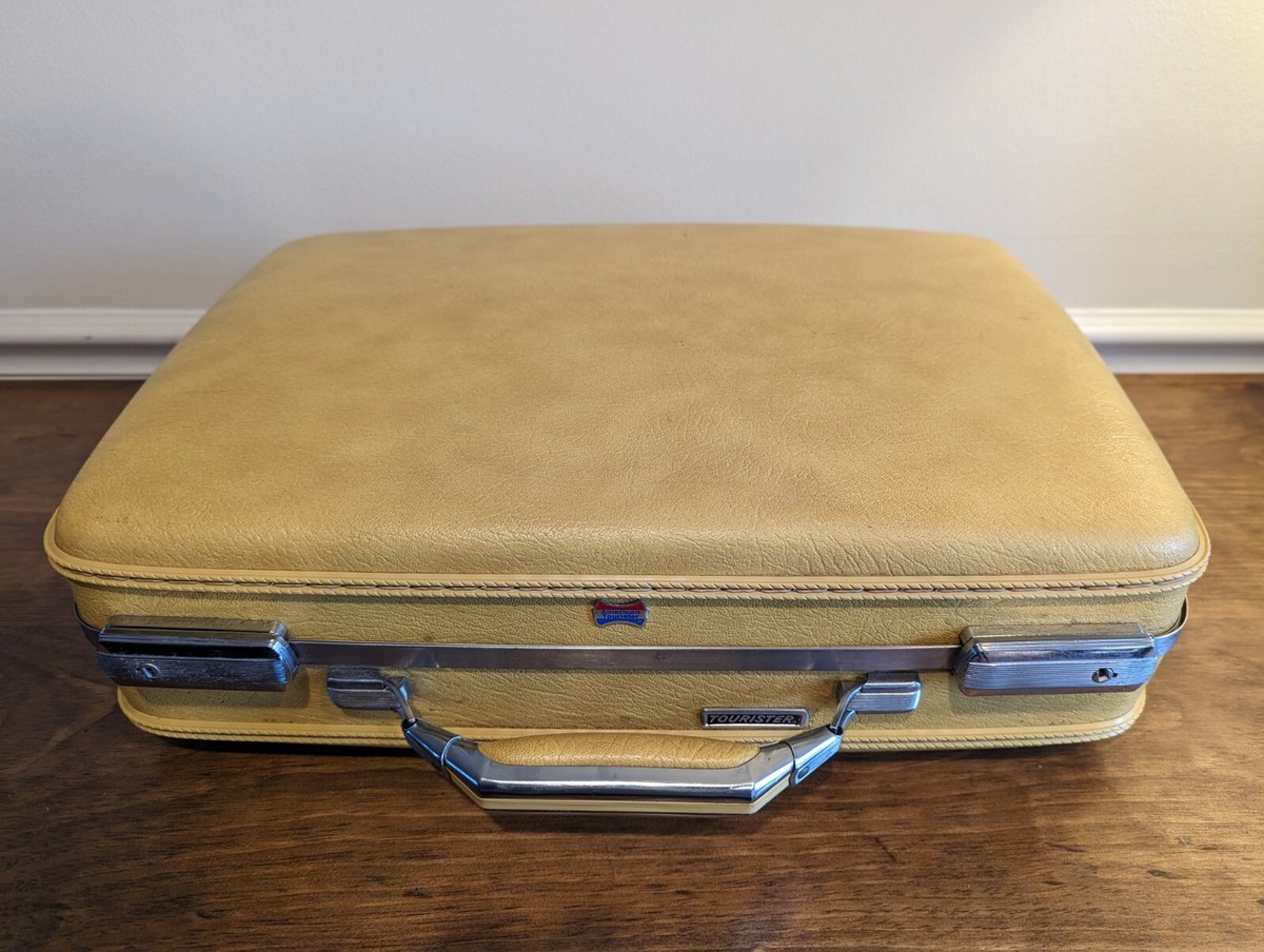 Vintage American Tourister Hard Suitcase With Mirror Mustard