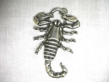 SCORPION LARGE SIZE BUG USA CAST PEWTER PENDANT ON ADJ CORD NECKLACE SCORPIONS