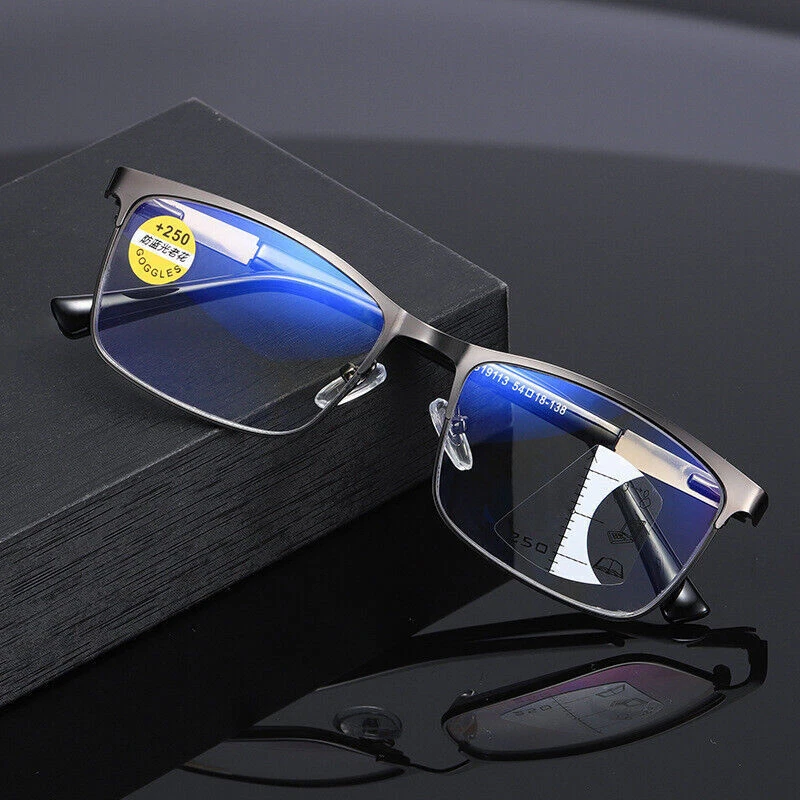 Gafas de lectura multifocales progresivas de metal para hombre lectores presbicios bifocales Foto 2 de 4