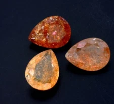 CONFETTI SUNSTONE 12 X 9 MM PEAR CUT FACETED BEAUTIFUL COPPER ORANGE COLOR