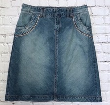 Tommy Hilfiger Jean Skirt Distressed Floral Embellished Size 2 Peach Flowers