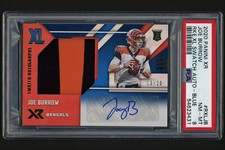 2020 Panini XR Joe Burrow RC Auto Blue Jersey XL Swatch #/20 PSA Nm-Mt 8 Bengals