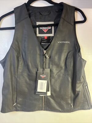 Victory Motorcycle New OEM Women's Leather Vest Large 286321606 Ladies  Black