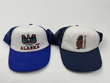 Lot Of 2 YOUTH SIZE Alaska Mesh Trucker Hat Cap Hats Blue