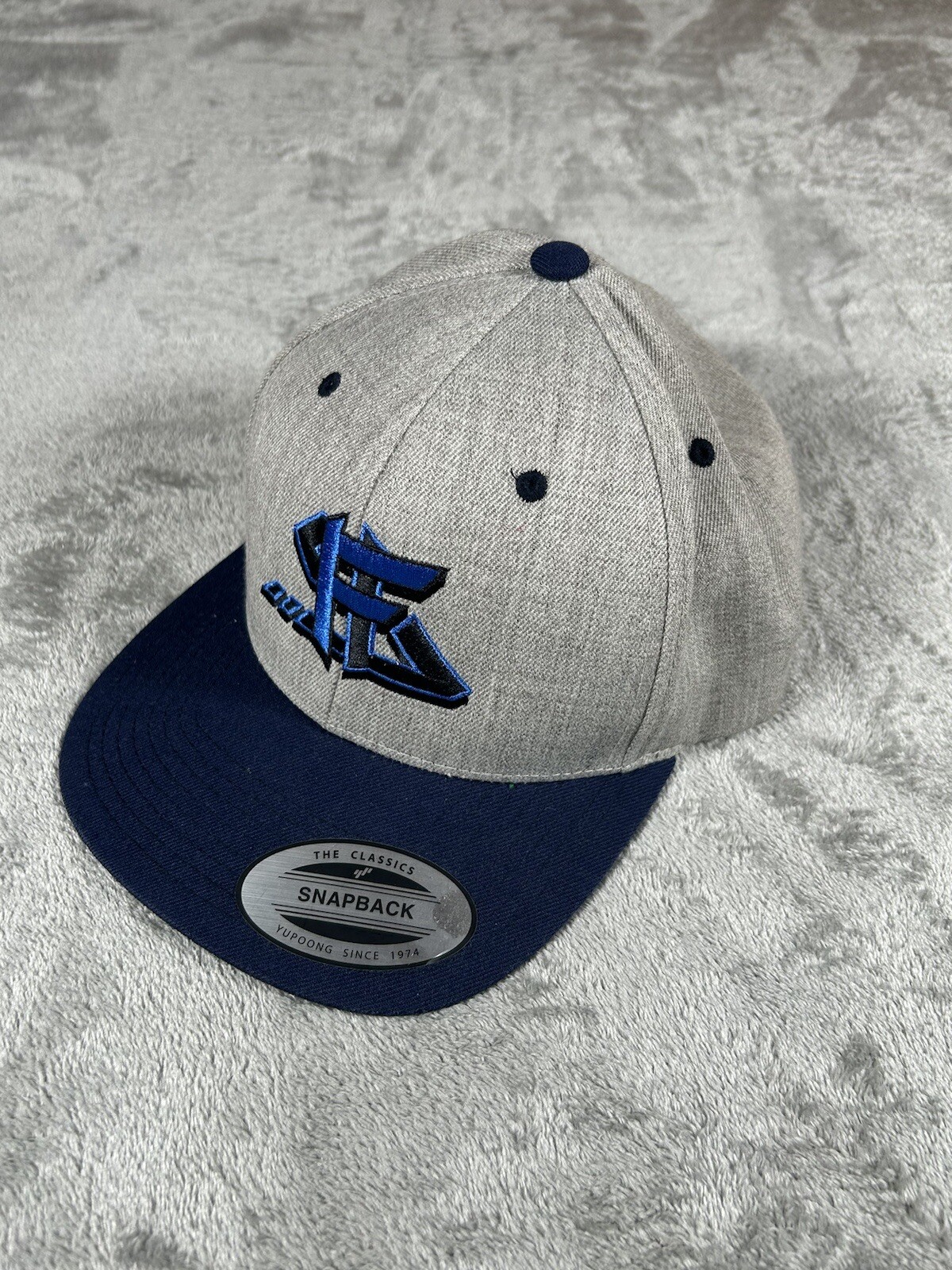 Mens Snapback Hat Gray Blue Flatbrim Lids - image 6