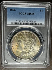 1896 Morgan Silver Dollar MS65 PCGS - Nice Toning