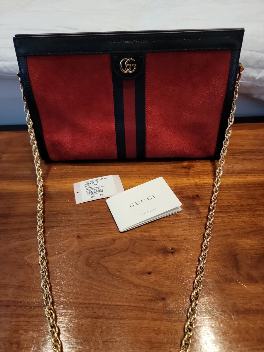 Gucci Ophidia Shoulder Bag Small red suede and black leather eBay